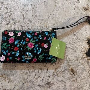 Kate Spade Black Floral Clutch Wristlet